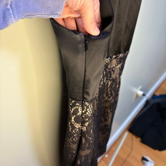 Coldwater Creek V Neck Black Lace Overlay Fitted Whimsygoth Fairy Grunge SZ 4 - Picture 9 of 9